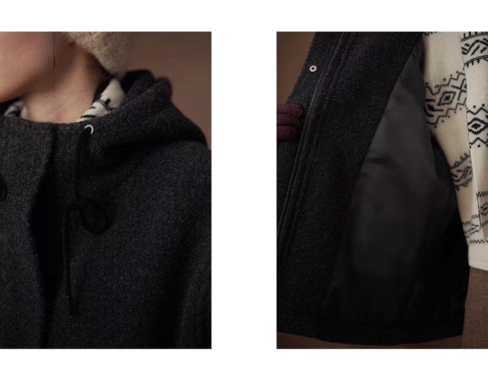 北歐風加厚保暖綿羊毛混紡呢料立體挺括連帽休閒外套女,北歐風加厚保暖綿羊毛混紡呢料立體挺括連帽休閒外套女,HBEW5122,北歐風加厚保暖綿羊毛混紡呢料立體挺括連帽休閒外套女,連帽立領,羊毛混紡