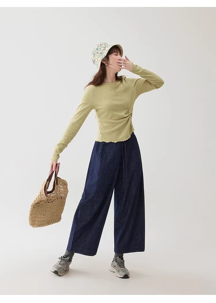 肌理感純色扭結修身T恤女春季新款蕾絲長袖上衣,肌理感純色扭結修身T恤女春季新款蕾絲長袖上衣,HBFS1002,肌理感純色扭結修身T恤女春季新款蕾絲長袖上衣,扭結設計,舒適面料