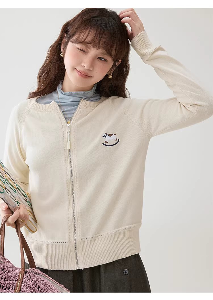 刺繡小馬拉鏈針織開襟衫女26春季新款純棉長袖上衣,刺繡小馬拉鏈針織開襟衫女26春季新款純棉長袖上衣,HBFS5000,刺繡小馬拉鏈針織開襟衫女26春季新款純棉長袖上衣,小馬刺繡,全棉面料