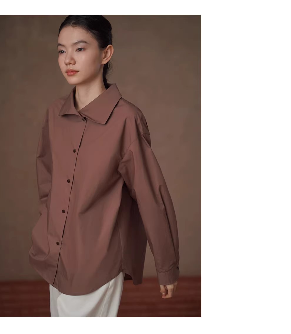 突破基礎大翻領復古寬鬆顯瘦襯衫挺括透氣100棉通勤外套,突破基礎大翻領復古寬鬆顯瘦襯衫挺括透氣100棉通勤外套,HBFS5003,突破基礎大翻領復古寬鬆顯瘦襯衫挺括透氣100棉通勤外套,純棉親膚,版型舒適