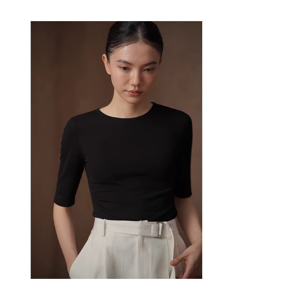 簡約實用主義雙面織布棉混紡彈性合身顯瘦中袖圓領T恤,簡約實用主義雙面織布棉混紡彈性合身顯瘦中袖圓領T恤,HBFS1024,簡約實用主義雙面織布棉混紡彈性合身顯瘦中袖圓領T恤,布料舒服,修身版型