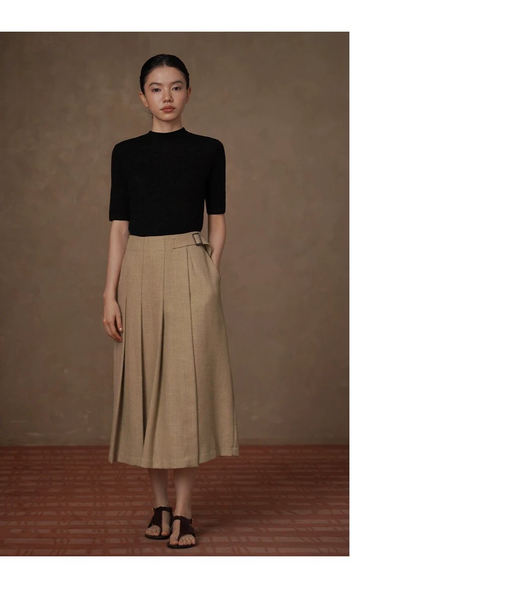 春意濃A字高腰半身裙高支高密挺括立體壓褶顯瘦學院裙,春意濃A字高腰半身裙高支高密挺括立體壓褶顯瘦學院裙,HBFS2007,春意濃A字高腰半身裙高支高密挺括立體壓褶顯瘦學院裙,抗皺耐磨,雅麻紋理