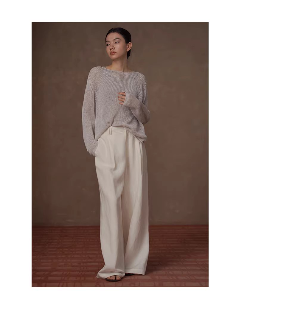 老錢典範顯瘦鬆弛感透氣亞麻萊賽爾寬鬆通勤闊腿長褲女,老錢典範顯瘦鬆弛感透氣亞麻萊賽爾寬鬆通勤闊腿長褲女,HBFS3011,老錢典範顯瘦鬆弛感透氣亞麻萊賽爾寬鬆通勤闊腿長褲女,透氣不悶,加寬腰頭