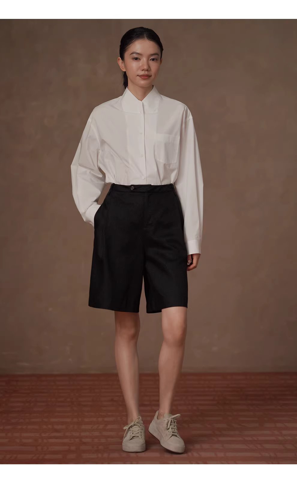 式復古回潮立領寬鬆H型顯瘦挺括好版型長袖疊穿襯衫女,式復古回潮立領寬鬆H型顯瘦挺括好版型長袖疊穿襯衫女,HBFS1037,式復古回潮立領寬鬆H型顯瘦挺括好版型長袖疊穿襯衫女,親膚透氣,版型修飾