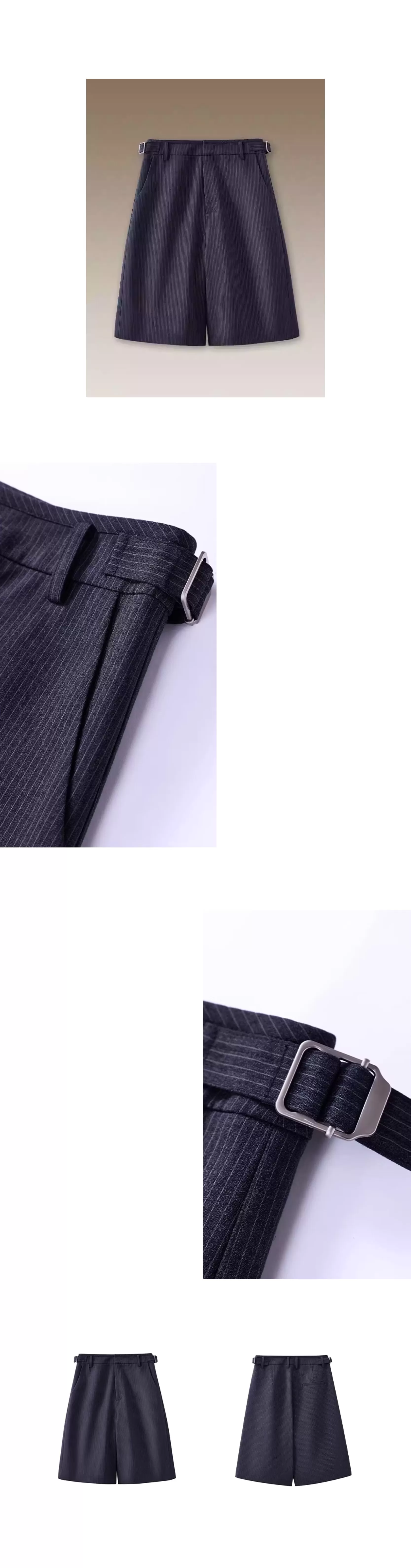法式高智知識分子細條紋高腰五分褲顯瘦寬鬆通勤短褲女,法式高智知識分子細條紋高腰五分褲顯瘦寬鬆通勤短褲女,HBFS3022,法式高智知識分子細條紋高腰五分褲顯瘦寬鬆通勤短褲女,寬鬆直筒,高腰顯瘦