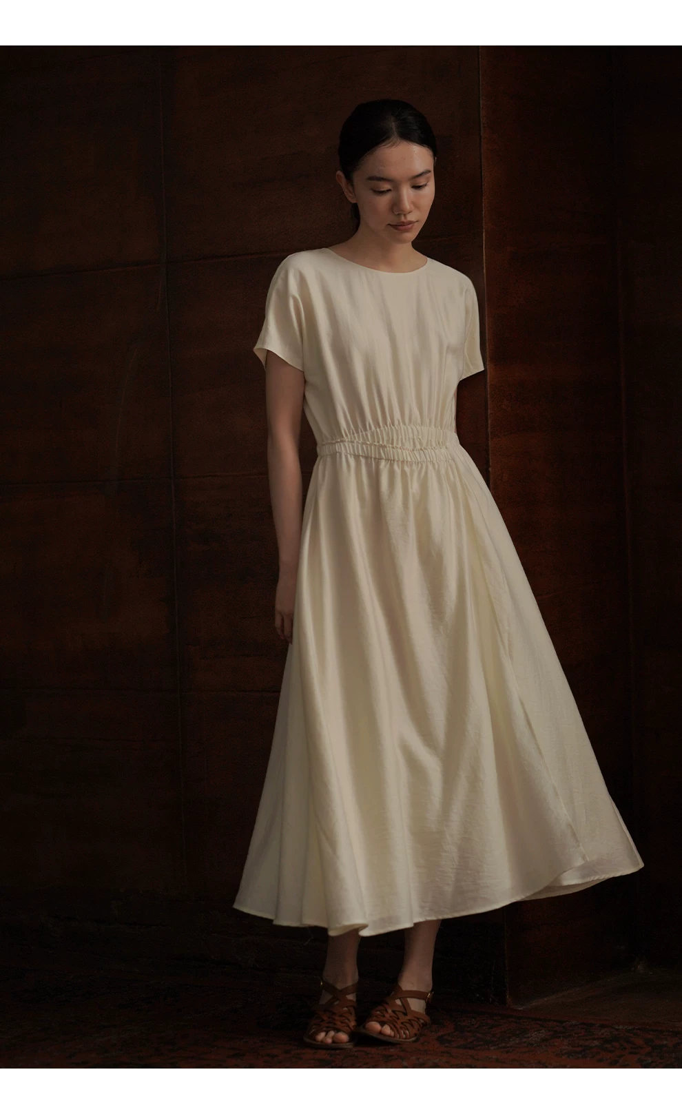 柔月光設計感纏繞式層次感鬆緊高腰圓領顯瘦洋裝女,柔月光設計感纏繞式層次感鬆緊高腰圓領顯瘦洋裝女,HBFS7044,柔月光設計感纏繞式層次感鬆緊高腰圓領顯瘦洋裝女,天絲涼感,腰腹鬆緊