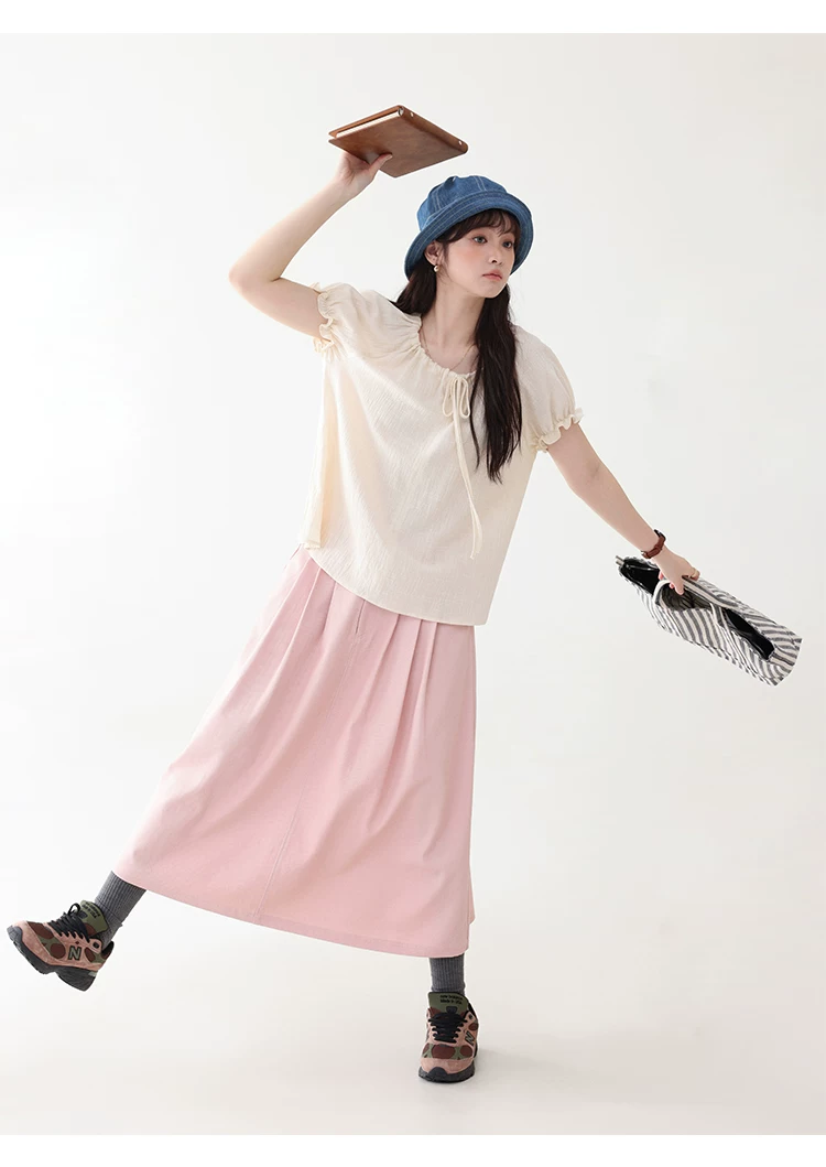 粉紅色中高腰壓褶牛仔半身裙女夏季新款純棉中長裙,粉紅色中高腰壓褶牛仔半身裙女夏季新款純棉中長裙,HBFS2020,粉紅色中高腰壓褶牛仔半身裙女夏季新款純棉中長裙,高腰壓摺,全棉面料