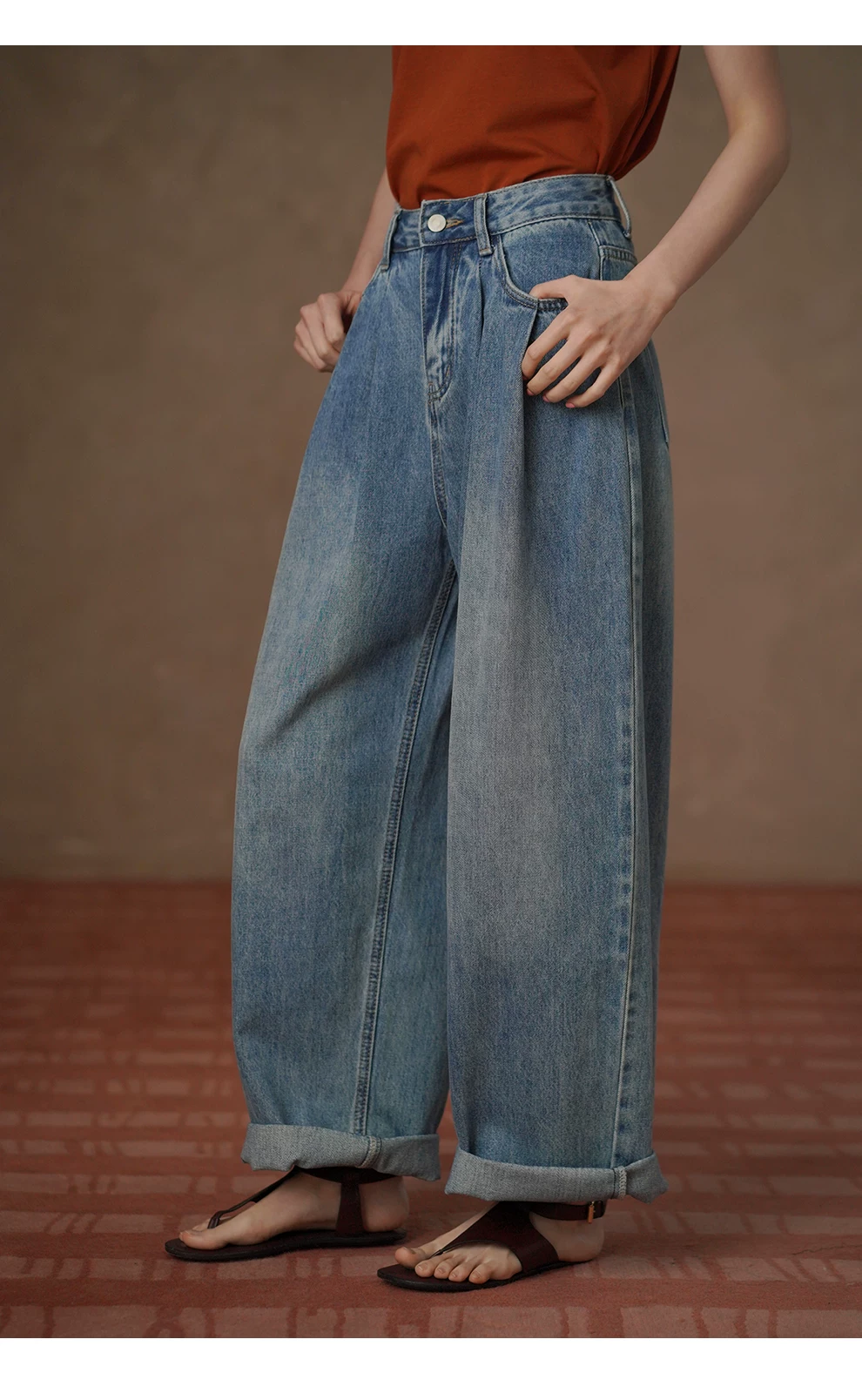 美式復古回潮柔軟水洗寬鬆立體顯瘦剪裁慵懶高腰牛仔褲,美式復古回潮柔軟水洗寬鬆立體顯瘦剪裁慵懶高腰牛仔褲,HBFS3029,美式復古回潮柔軟水洗寬鬆立體顯瘦剪裁慵懶高腰牛仔褲,硬挺適中,闊腿慵懶