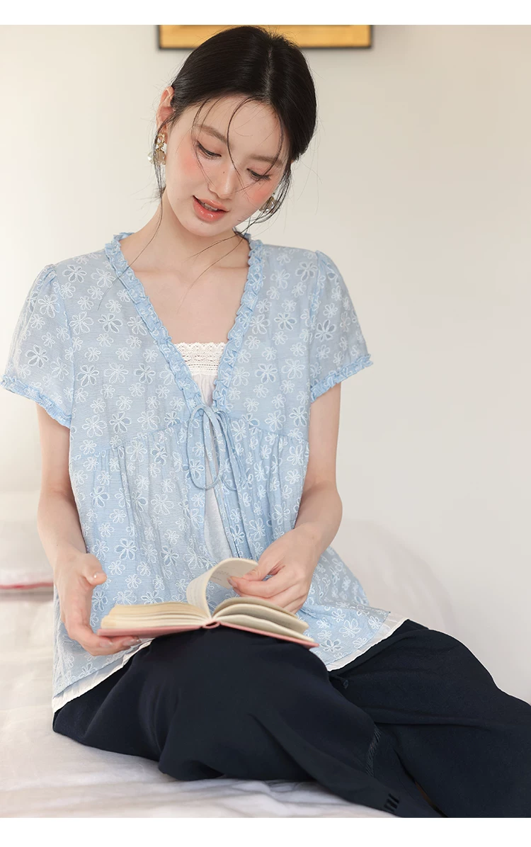 大尺碼藍色碎花襯衫女假兩件短袖襯衫女夏2026新款娃娃衫上衣,大尺碼藍色碎花襯衫女假兩件短袖襯衫女夏2026新款娃娃衫上衣,HBFS1292,大尺碼藍色碎花襯衫女假兩件短袖襯衫女夏2026新款娃娃衫上衣,中大尺碼,假兩件式