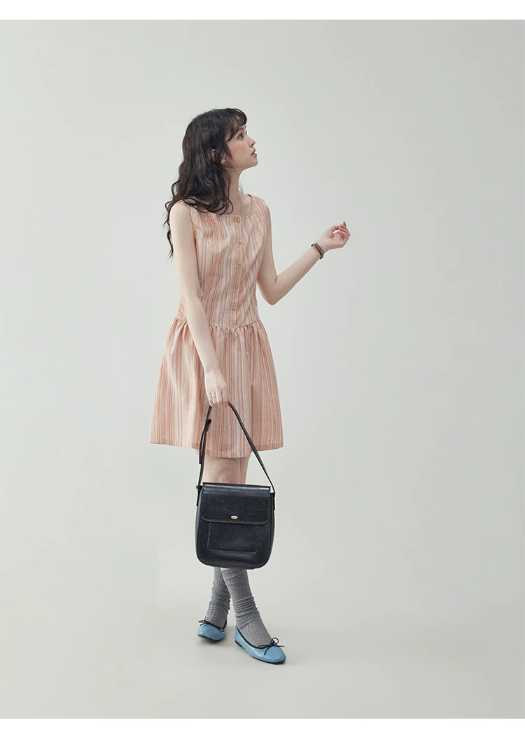 甜美圖案無袖背心洋裝女夏季新款顯瘦a字短裙