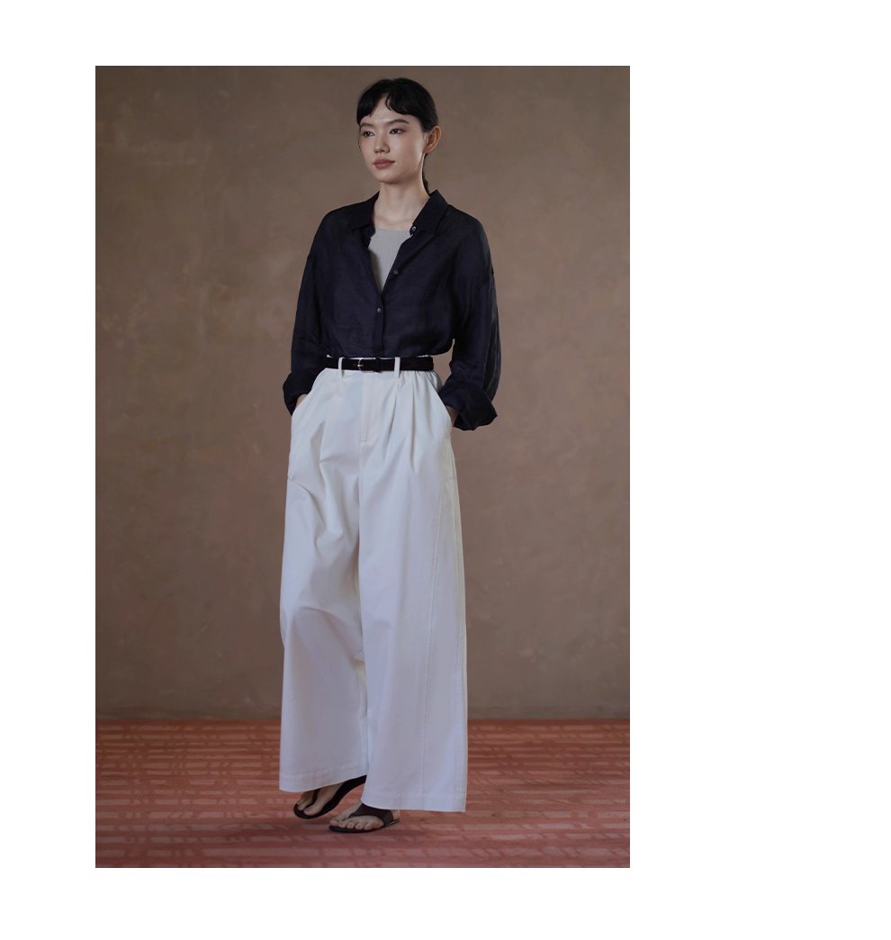 跨季節實用基礎單品分割顯瘦俐落寬鬆版型高腰寬長褲