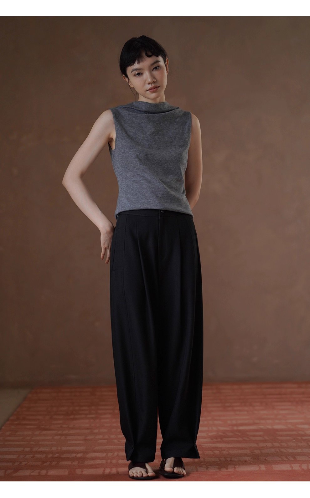 晨會通勤西裝褲垂順顯瘦可調腳口設計通勤闊腿長褲女