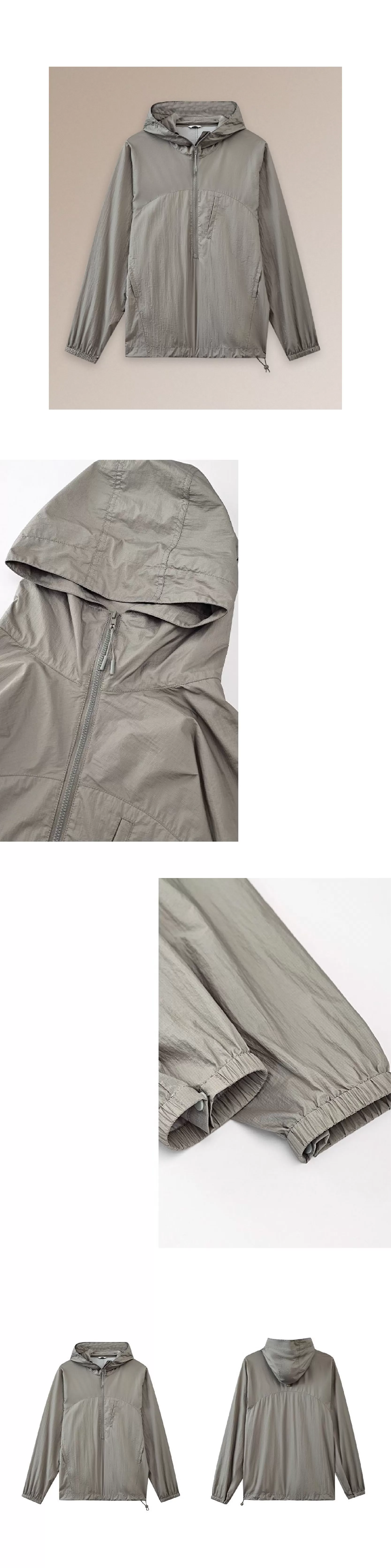 輕薄海苔工裝輕戶外上衣透氣寬鬆顯瘦拉鍊連帽沖風衣女