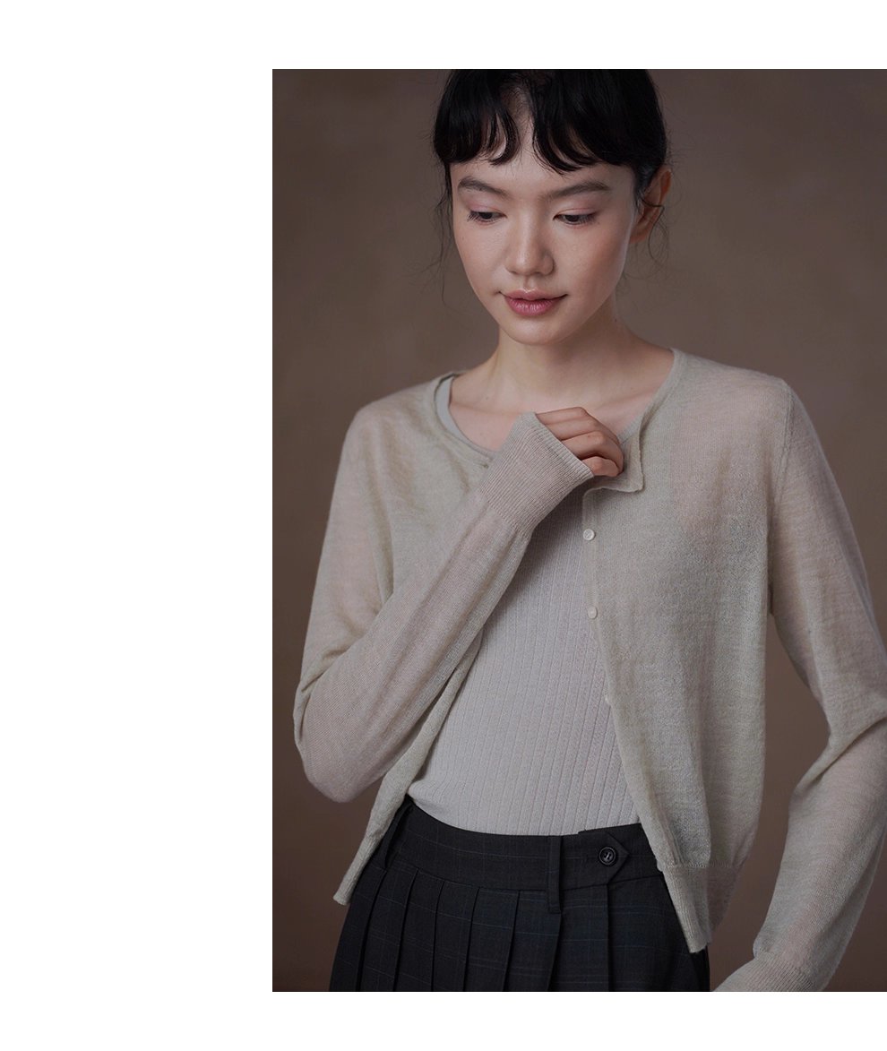 輕柔糯感薄款羊駝綿羊毛混紡蓬鬆朦朧正肩顯瘦針織外套