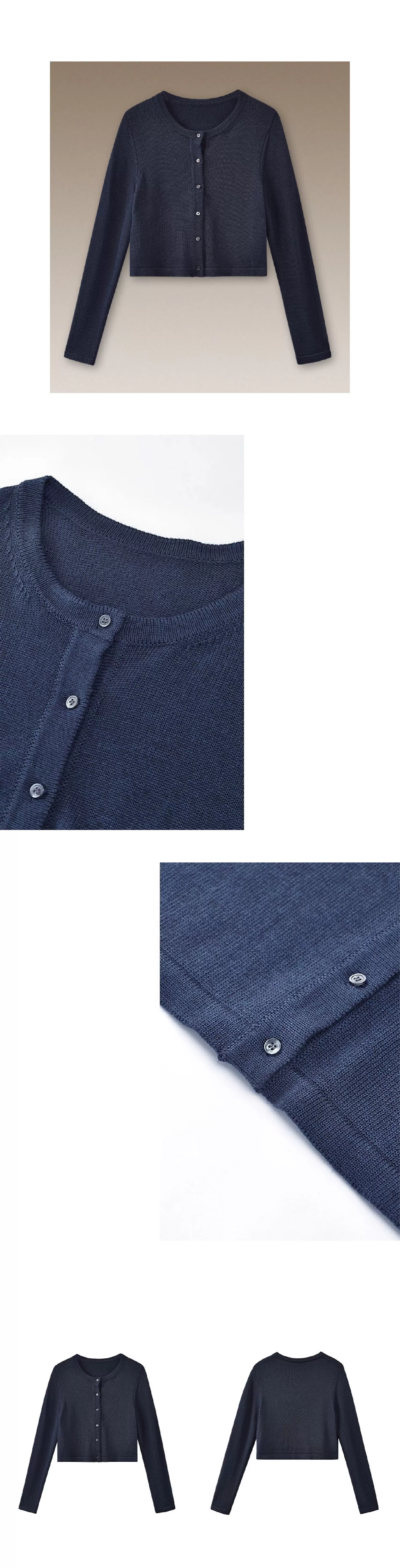 輕盈玲瓏百搭圓領短外套顯瘦正肩棉感針織通勤開襟衫女