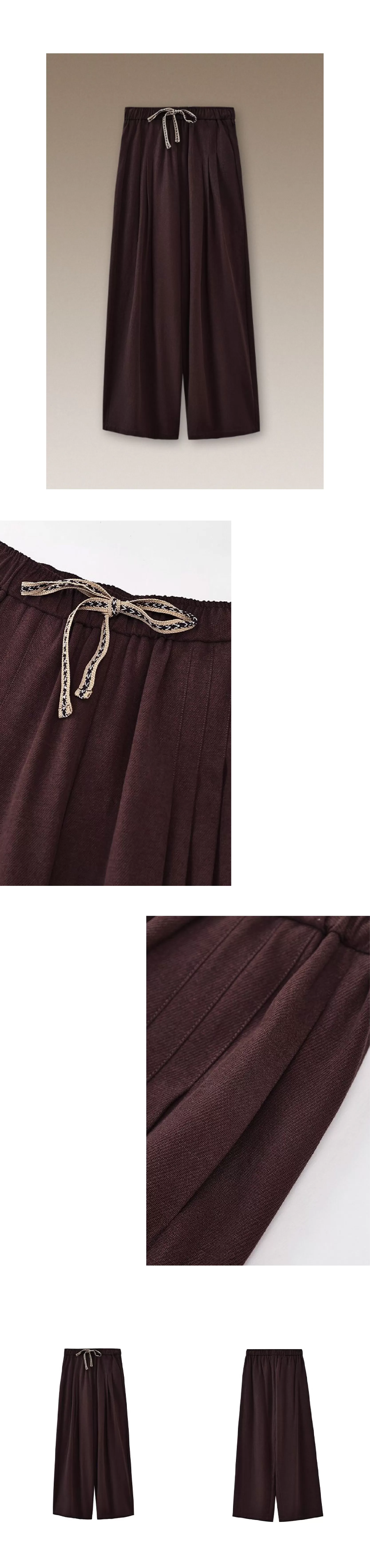 榛果拿鐵長褲顯瘦輪廓柔軟寬鬆織帶抽繩高腰遮肉闊腿褲