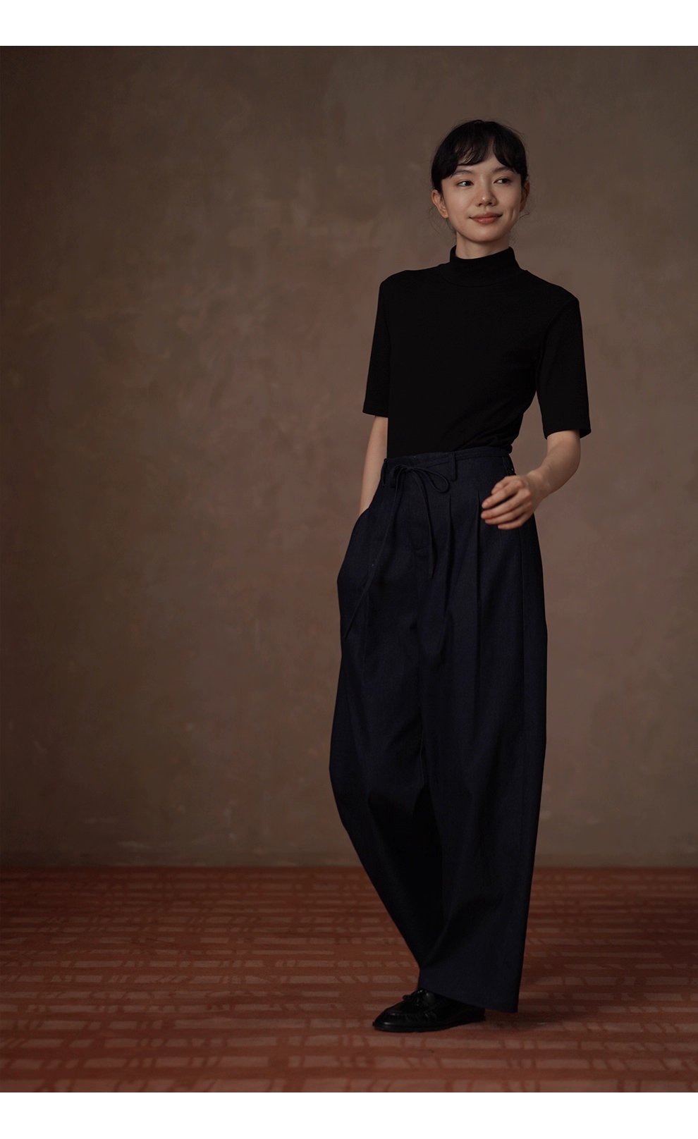 基礎時髦法則不挑人顯瘦版型遮肉寬鬆闊腿高腰牛仔長褲