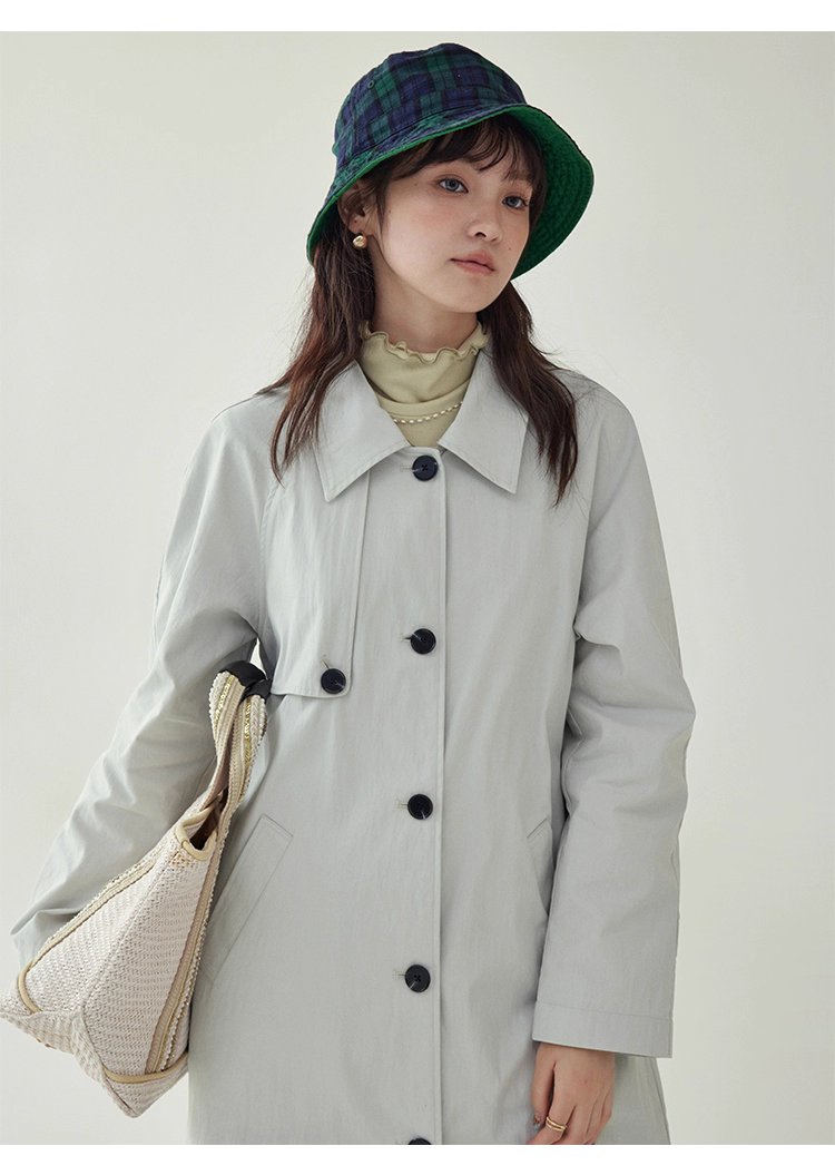 韓系單扣中長款風衣外套女25秋季新款長袖上衣