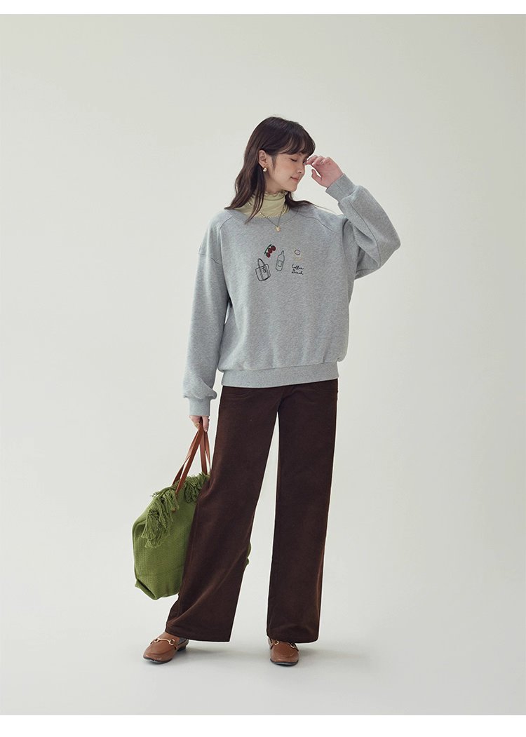 減齡刺繡圓領純棉衛衣女25秋季新款寬鬆長袖上衣