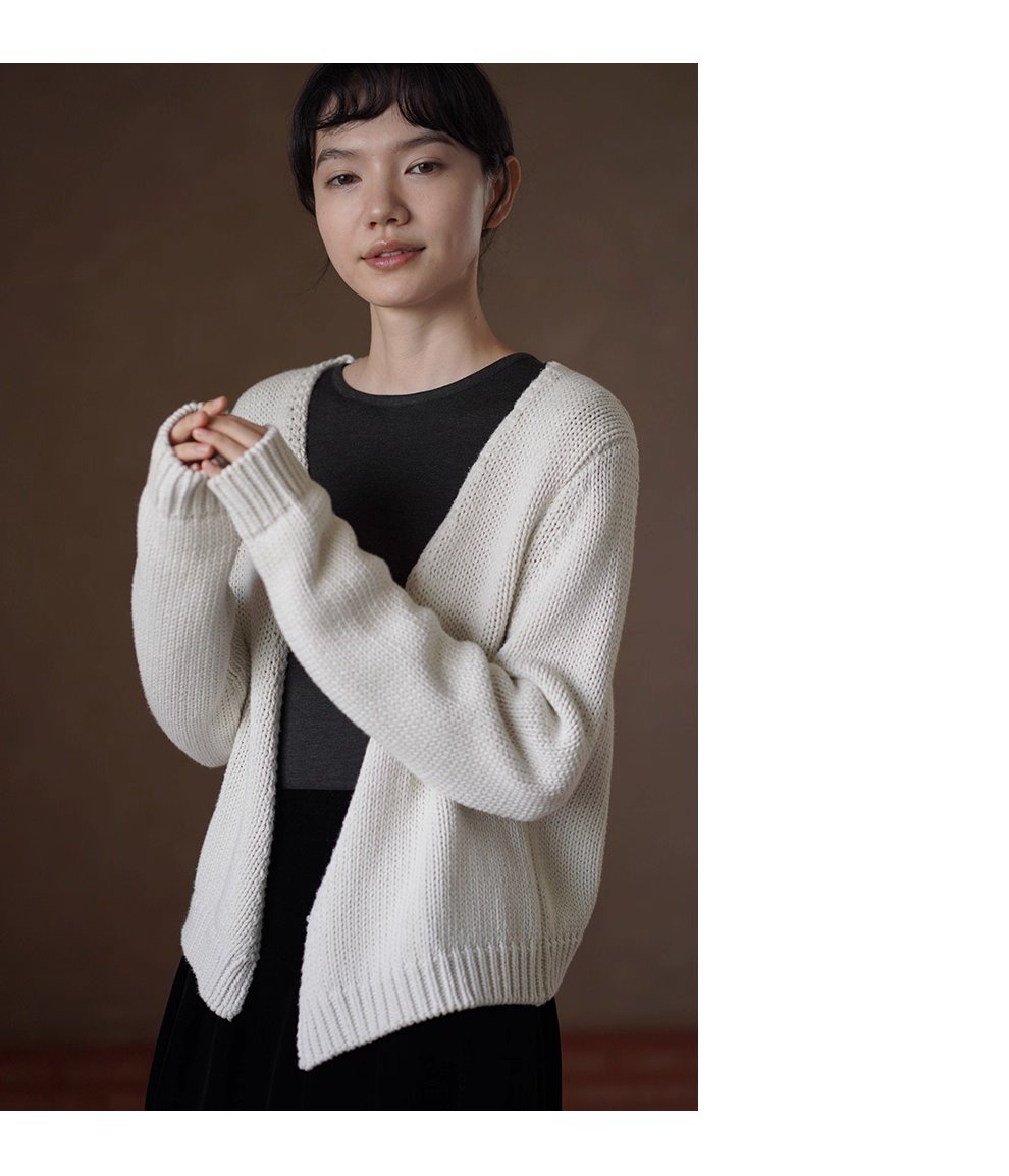 柔軟重工100棉粗棒針編織少女外套慵懶v領顯瘦毛衣開襟衫