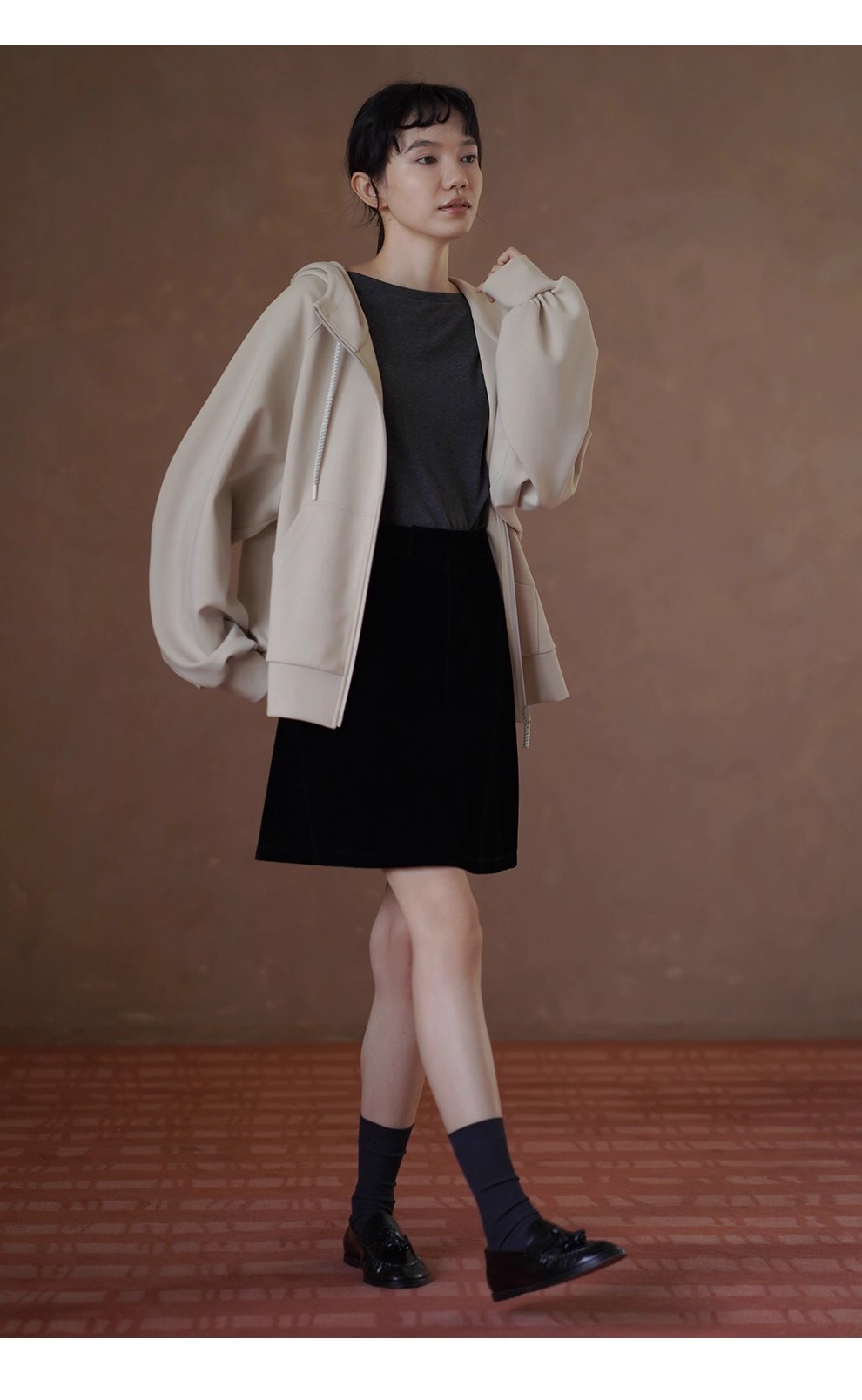 細節控柔軟起司衛衣休閒寬鬆暗格肌理棉感顯瘦連帽外套