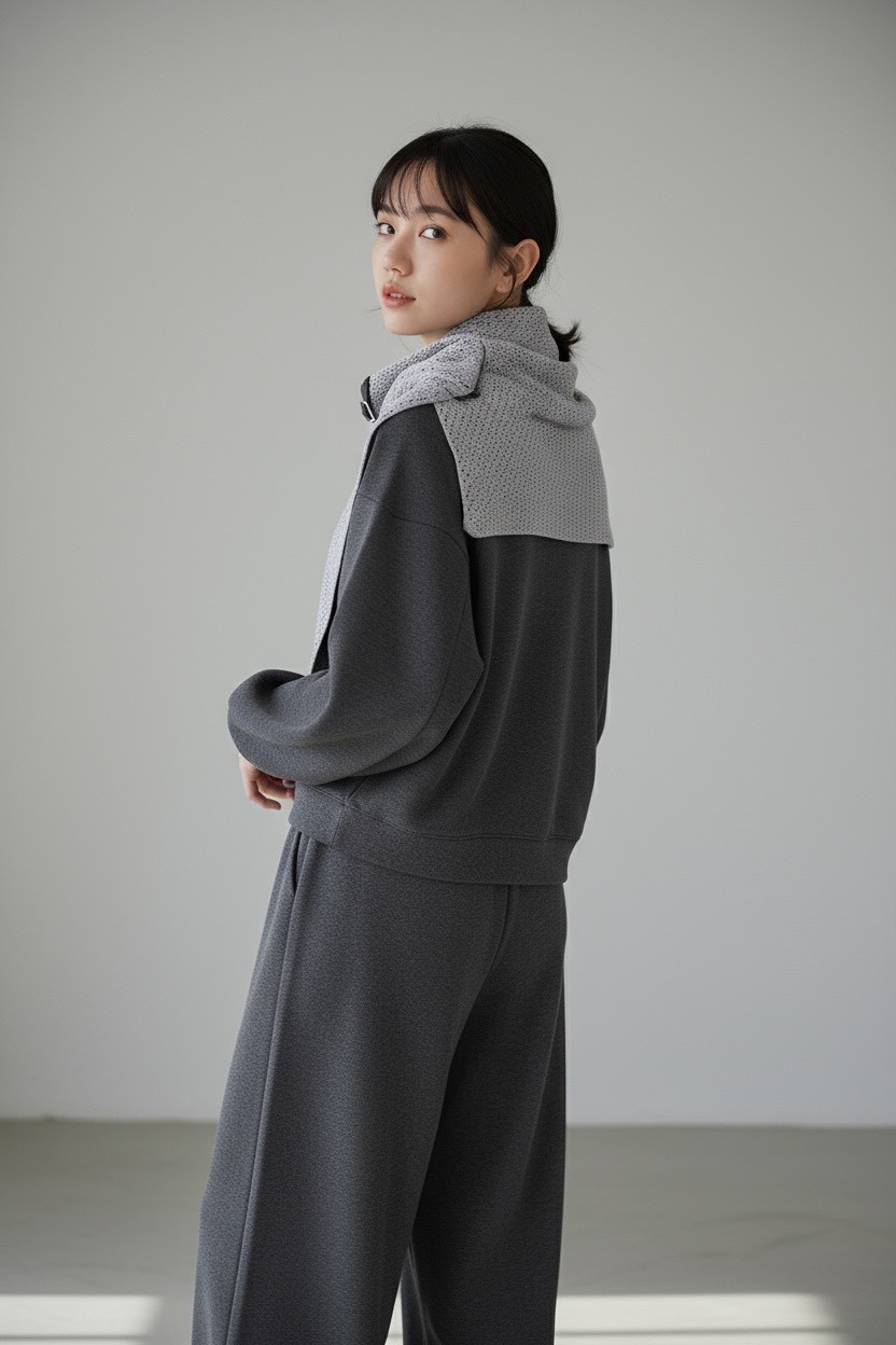 冬季慵懶風格寬鬆顯瘦抽繩衛衣垂感休閒褲闊腿套裝組