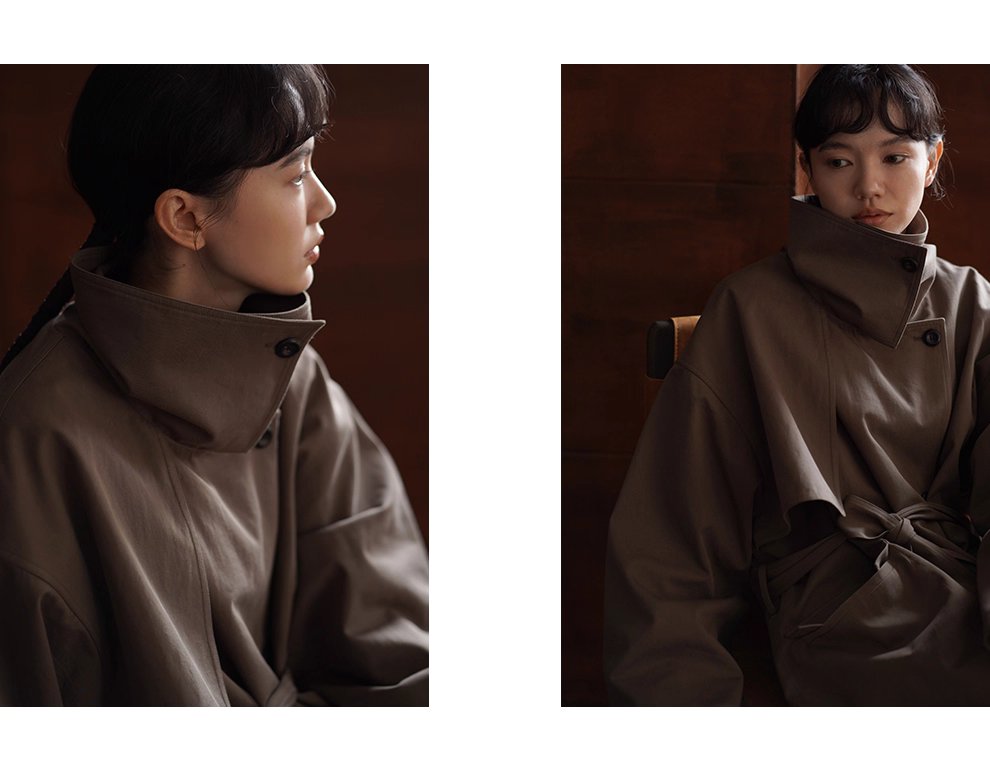 利落入秋100棉挺括寬鬆簡約氣場長款顯瘦通勤風衣外套女