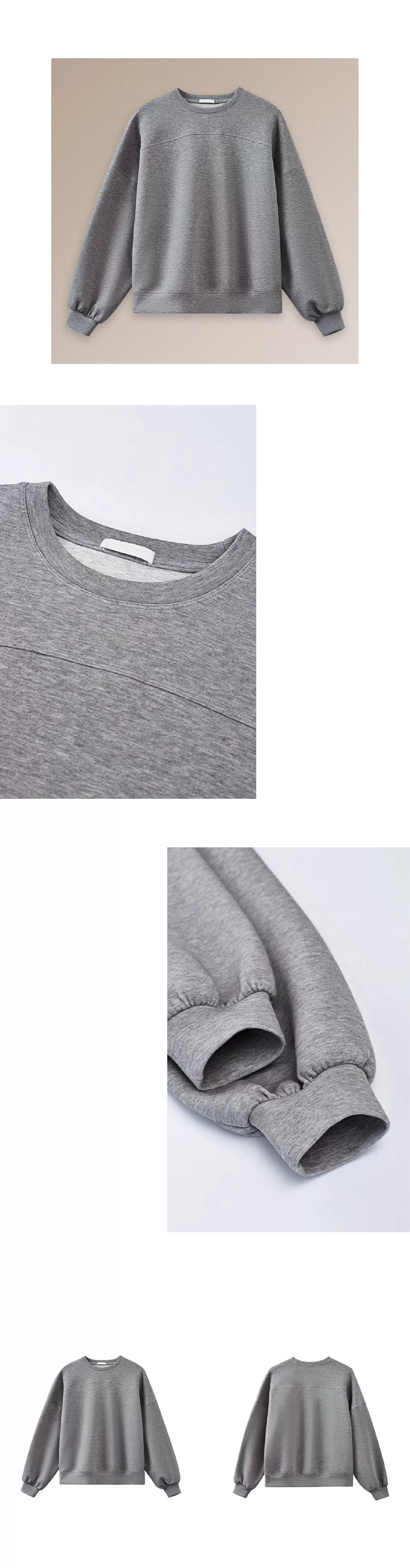 340高公克重厚實保暖輪廓寬鬆圓領顯瘦分割休閒夾花衛衣女