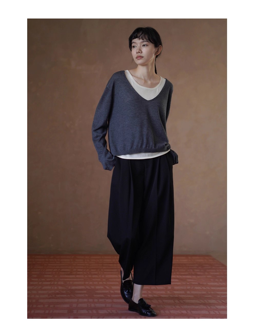 紳士通勤西裝褲俐落剪裁簡約法式高腰顯瘦錐形九分褲女