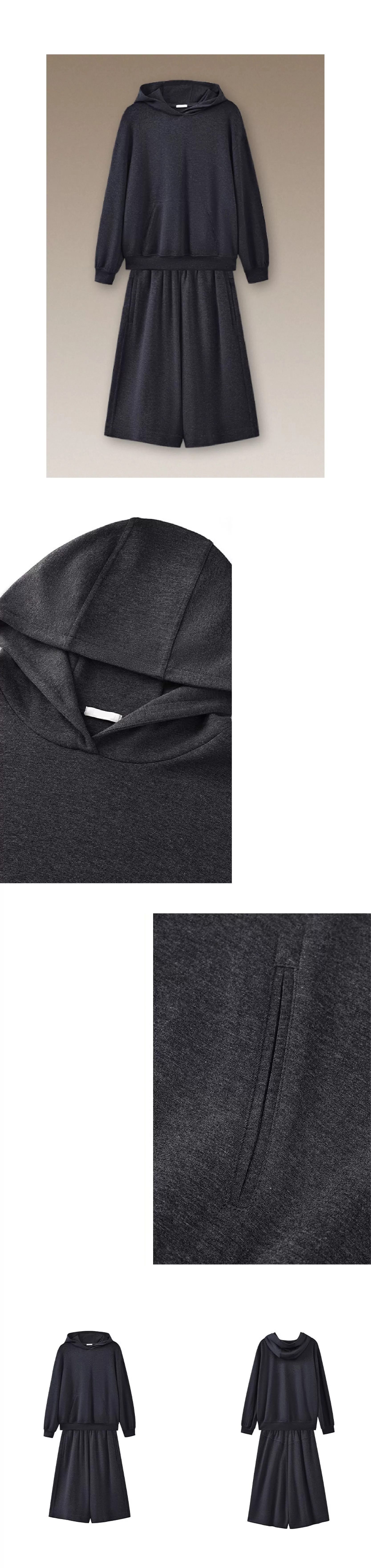 慵懶舒適無負擔寬鬆顯瘦休閒連帽衛衣高腰遮肉短褲套裝