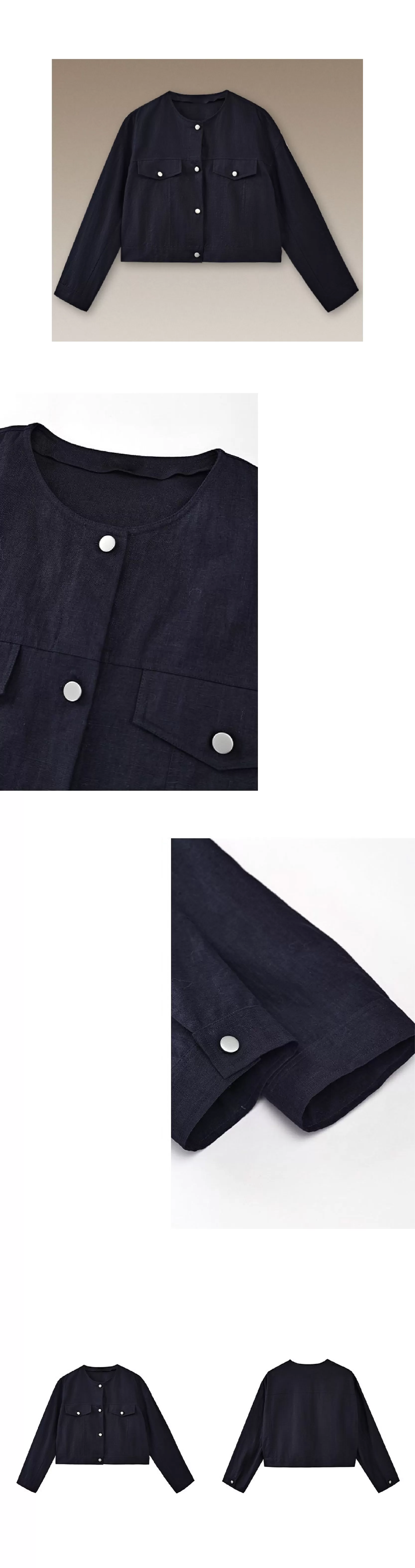 輕工裝挺括透氣苧麻棉寬鬆箱型短長袖顯瘦通勤外套女