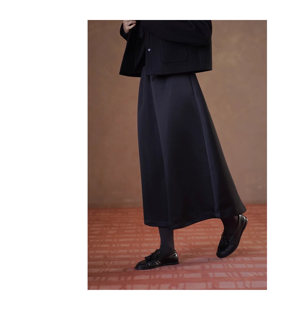 羅馬假日流光緞面貴氣高腰顯瘦遮肉蓬蓬A字通勤半身裙女