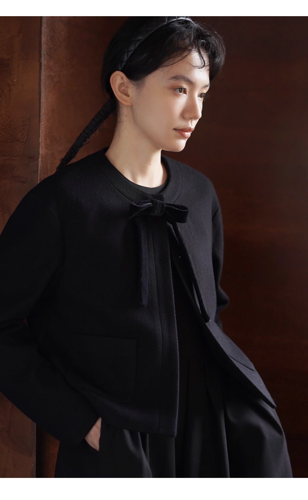 少女祈禱外套可拆式絲絨蝴蝶高含量羊毛短版正肩西裝女