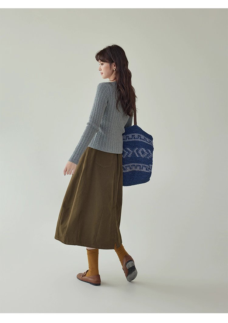 純色麻花雙頭拉鍊針織衫女秋季新款修身純棉上衣