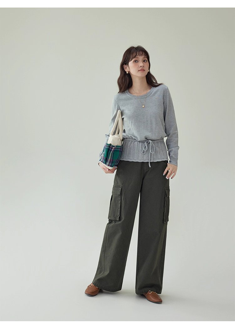 小眾抽繩提花下擺針織衫女秋季新款長袖內搭上衣,小眾抽繩提花下擺針織衫女秋季新款長袖內搭上衣,HBEW1094,小眾抽繩提花下擺針織衫女秋季新款長袖內搭上衣,簡約大方,抽繩衣襬