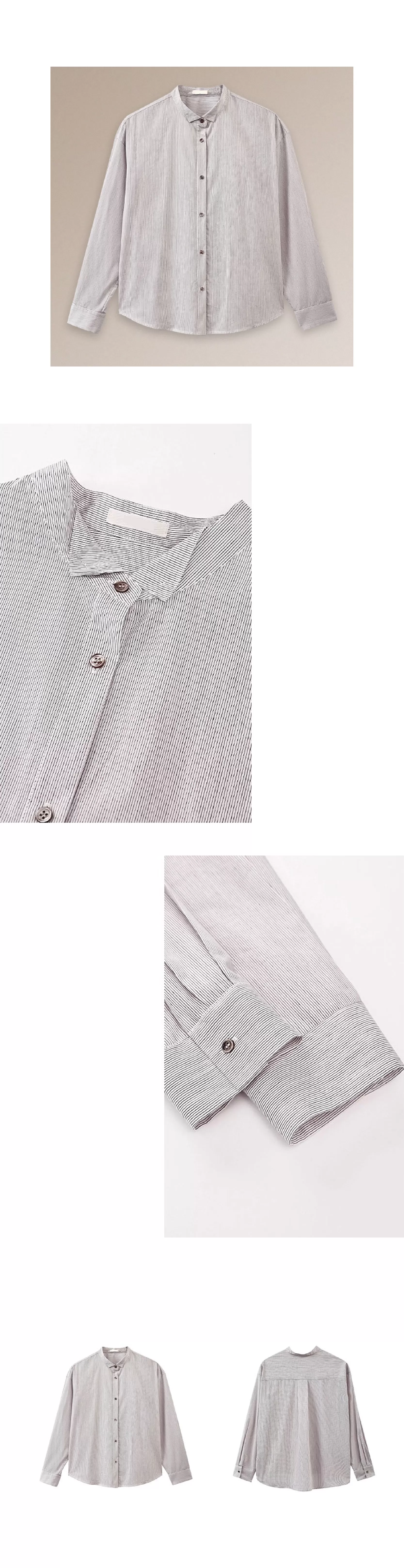 素描課堂藝術生襯衫小尖領設計細條紋寬鬆顯瘦通勤上衣