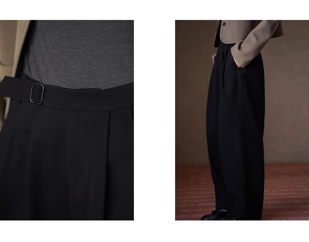 低調霧面紗卡品質長褲可調式褲袢高腰寬鬆顯瘦直筒褲女