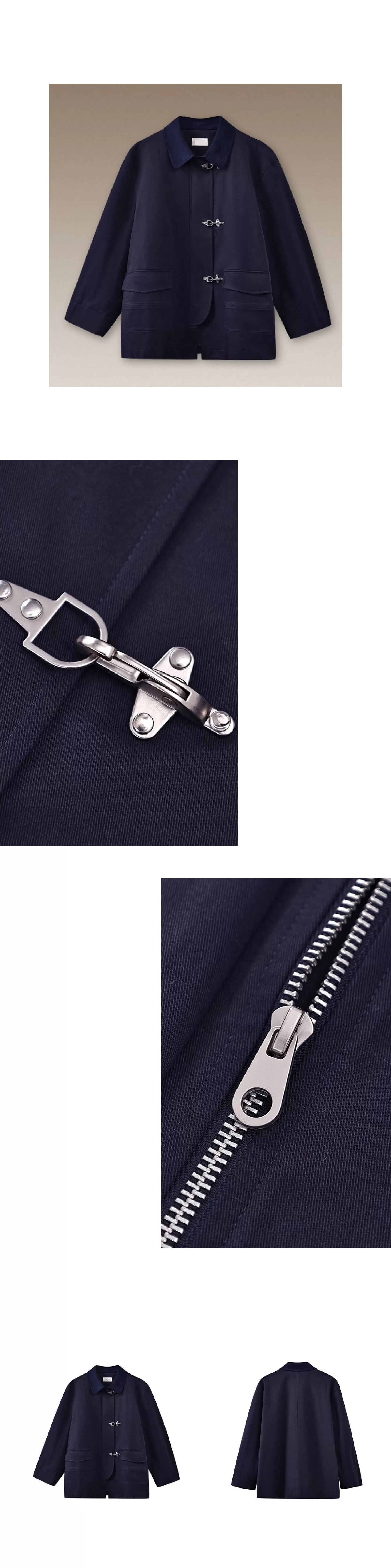 走讀生復古外套小眾飛機扣設計中長款拼接麂皮領口風衣