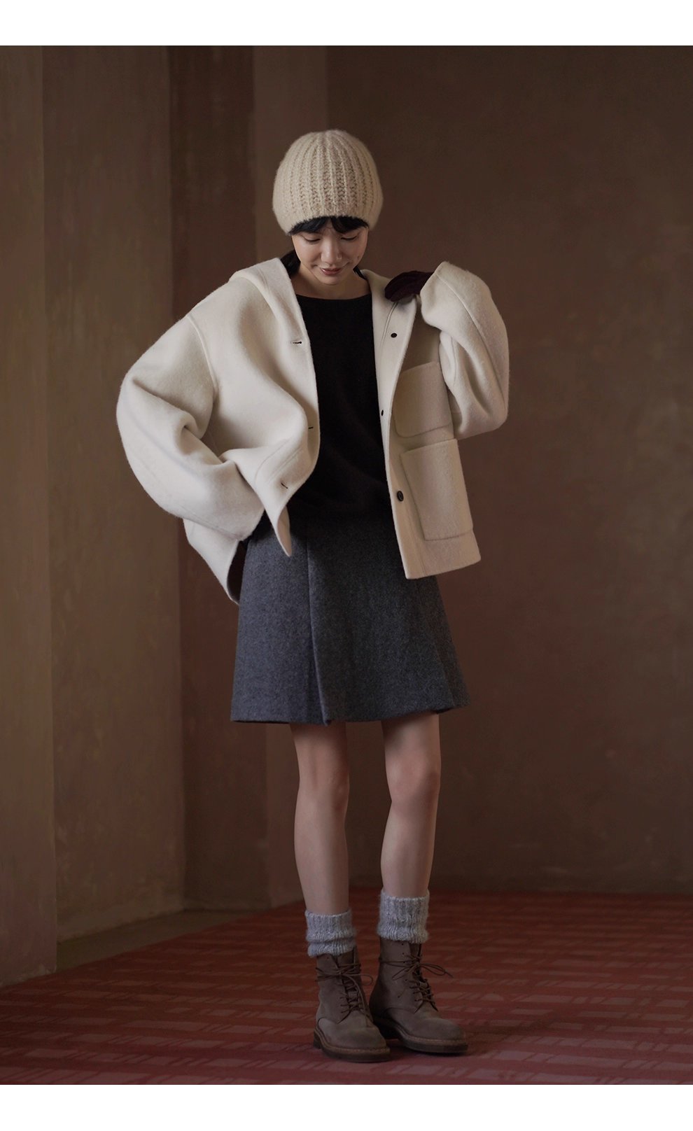 溫柔實用100羊毛窄邊收針一字領寬鬆慵懶顯瘦通勤毛衣女