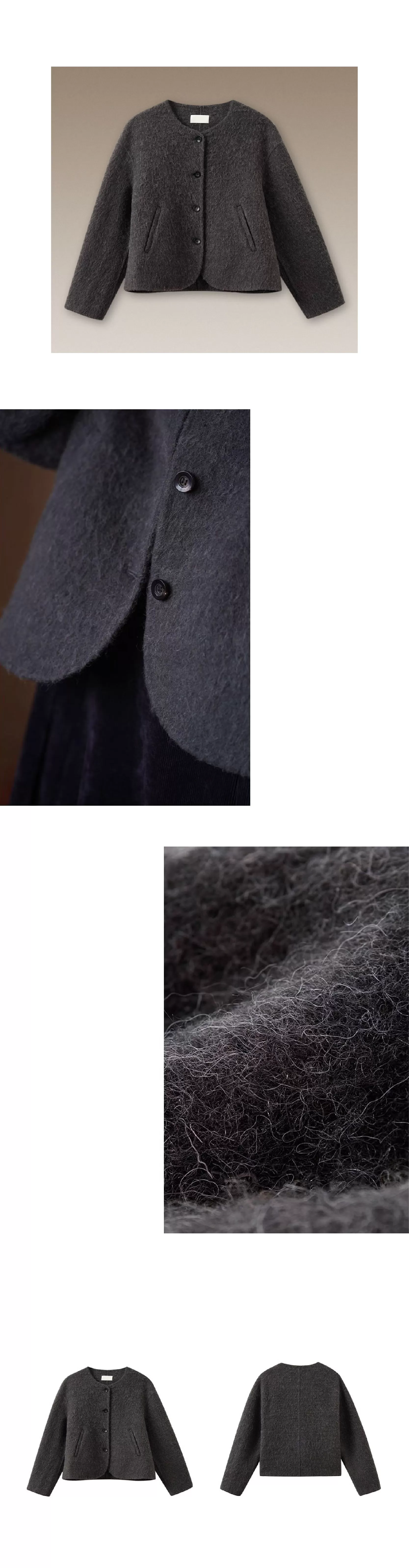 850g羊駝綿羊毛重磅雙面呢絨感寬鬆通勤顯瘦保暖外套女