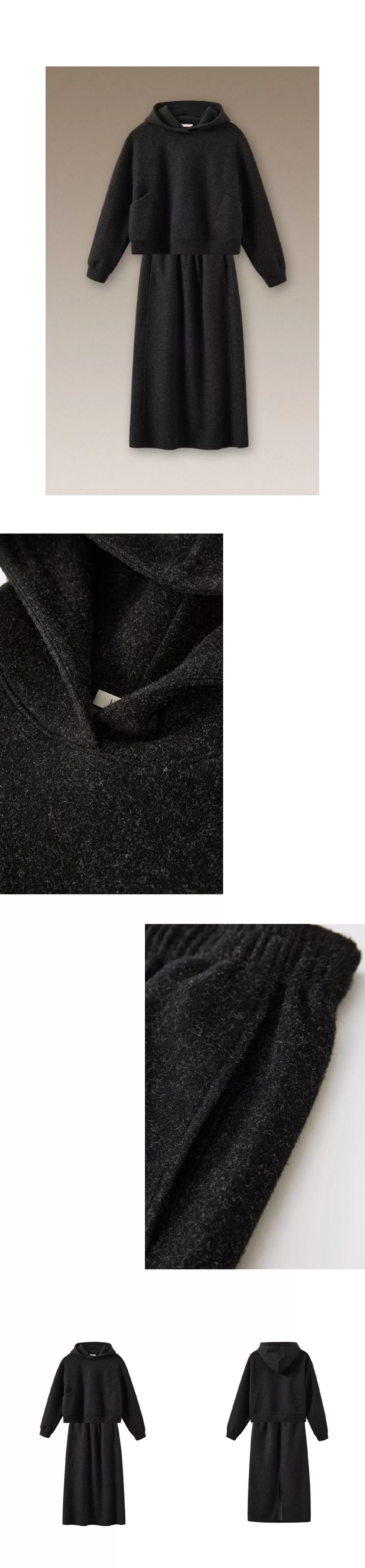 懶人時髦感加厚毛呢感連帽衛衣高腰半身裙顯瘦百搭套裝