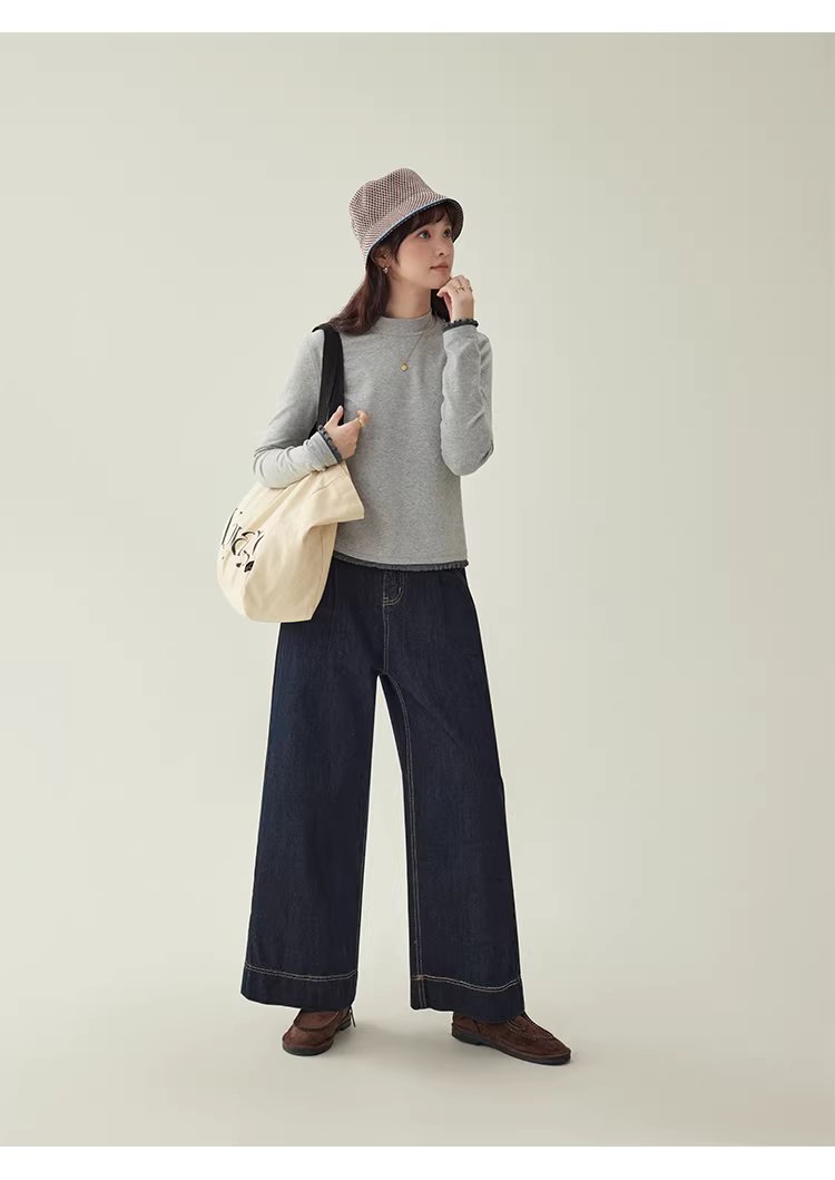 拼接螺紋邊半高領厚T恤女冬季新款灰色內搭上衣,拼接螺紋邊半高領厚T恤女冬季新款灰色內搭上衣,HBEW1143,拼接螺紋邊半高領厚T恤女冬季新款灰色內搭上衣,半高領,舒適面料