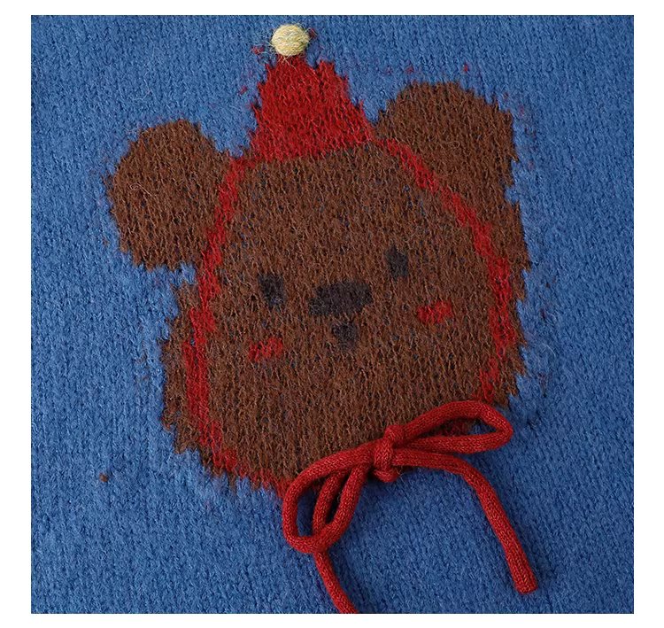 克萊因藍圓領羊毛長袖小熊毛衣女冬新款寬鬆減齡上衣,克萊因藍圓領羊毛長袖小熊毛衣女冬新款寬鬆減齡上衣,HBEW1148,克萊因藍圓領羊毛長袖小熊毛衣女冬新款寬鬆減齡上衣,童趣針織,羊毛混紡