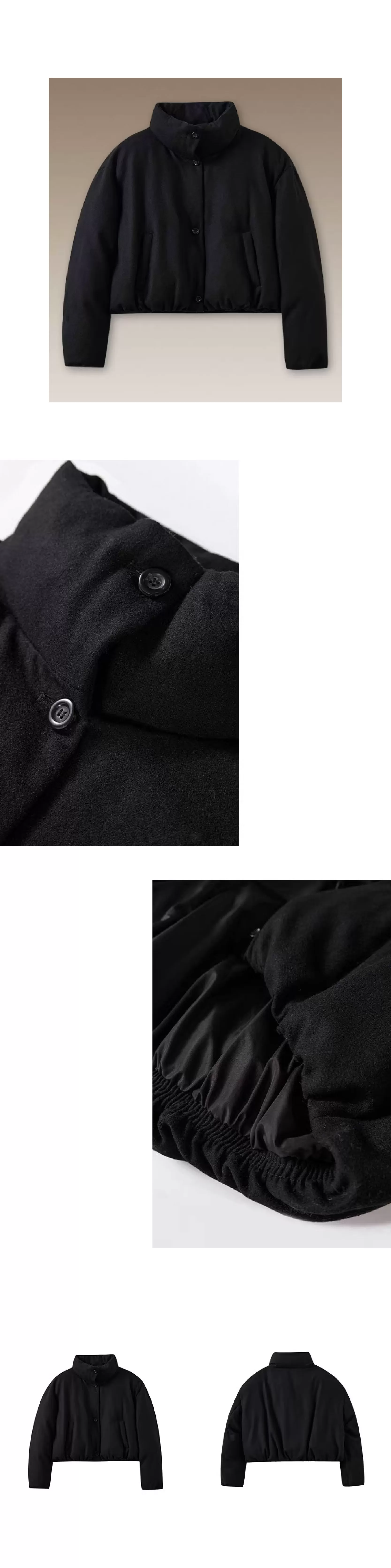 50羊毛混紡柔軟質感挺括立領防風保暖棉服短顯瘦外套,50羊毛混紡柔軟質感挺括立領防風保暖棉服短顯瘦外套,HBEW5120,50羊毛混紡柔軟質感挺括立領防風保暖棉服短顯瘦外套,俐落剪裁,羊毛混紡