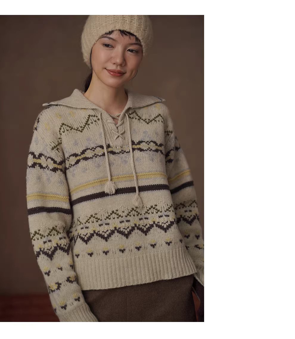 復古麋鹿100羊毛寬鬆H版落肩袖大翻領流蘇綁帶門衫毛衣,復古麋鹿100羊毛寬鬆H版落肩袖大翻領流蘇綁帶門衫毛衣,HBEW1182,復古麋鹿100羊毛寬鬆H版落肩袖大翻領流蘇綁帶門衫毛衣,大翻領設計,羊毛100%