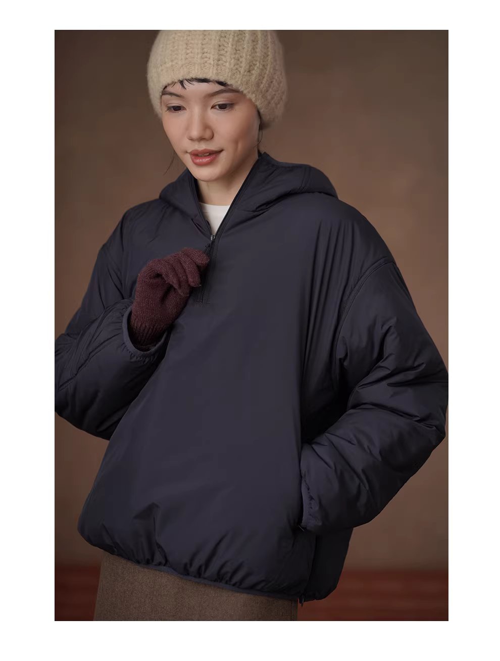 戶外愛好者狂熱一體成型連帽棉衣疊穿寬鬆保暖休閒上衣女,戶外愛好者狂熱一體成型連帽棉衣疊穿寬鬆保暖休閒上衣女,HBEW1183,戶外愛好者狂熱一體成型連帽棉衣疊穿寬鬆保暖休閒上衣女,半開連帽,輕薄舒適