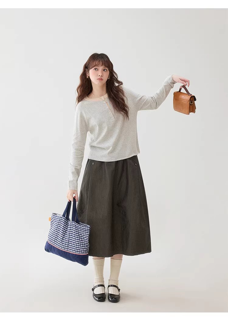 撞色領半開扣純棉針織衫女春季新款簡約百搭上衣,撞色領半開扣純棉針織衫女春季新款簡約百搭上衣,HBFS1006,撞色領半開扣純棉針織衫女春季新款簡約百搭上衣,半開排扣,全棉面料