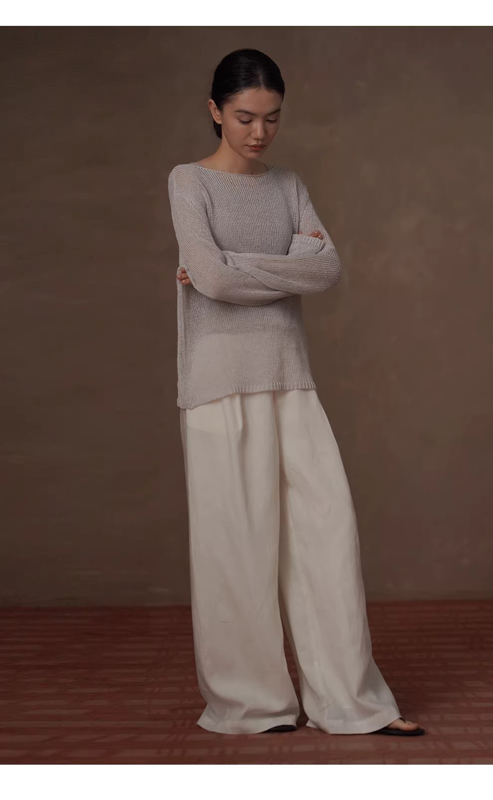 朦朧水霧進口及紙紗透氣針織紙片人寬鬆顯瘦一字領罩衫,朦朧水霧進口及紙紗透氣針織紙片人寬鬆顯瘦一字領罩衫,HBFS1014,朦朧水霧進口及紙紗透氣針織紙片人寬鬆顯瘦一字領罩衫,舒適透氣,寬鬆顯瘦