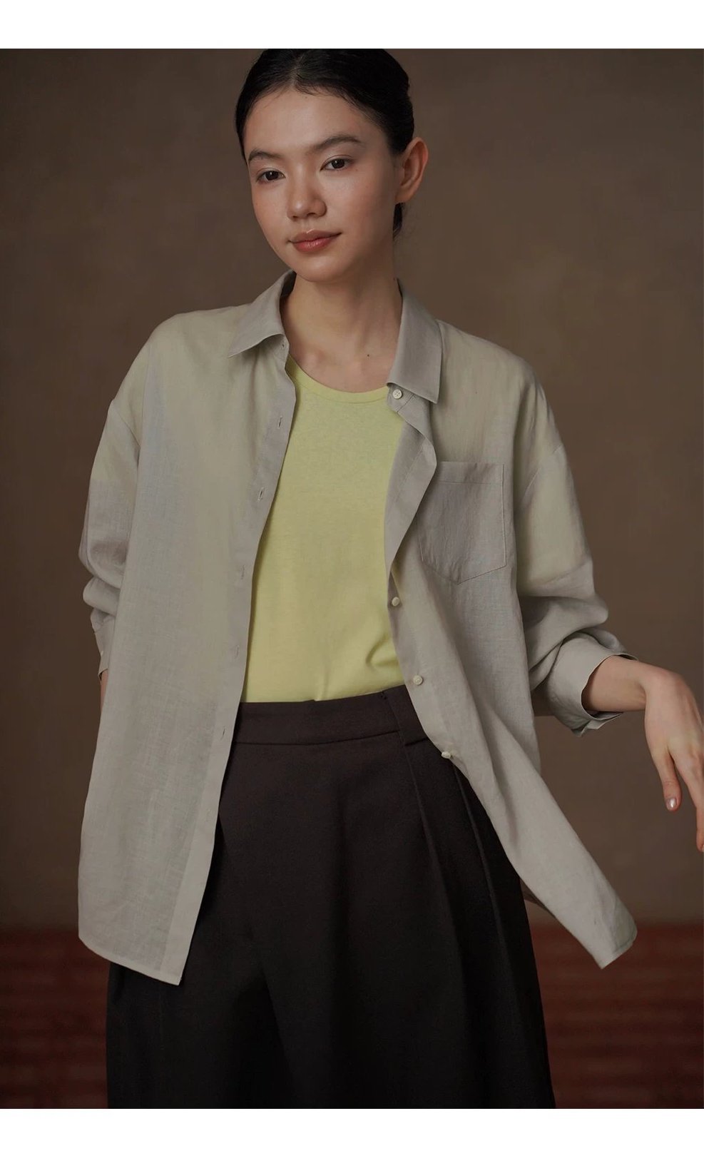 輕柔撫摸苧麻萊賽爾輕薄透氣寬鬆顯瘦通勤長袖落肩襯衫,輕柔撫摸苧麻萊賽爾輕薄透氣寬鬆顯瘦通勤長袖落肩襯衫,HBFS1021,輕柔撫摸苧麻萊賽爾輕薄透氣寬鬆顯瘦通勤長袖落肩襯衫,清爽透氣,硬挺不軟塌