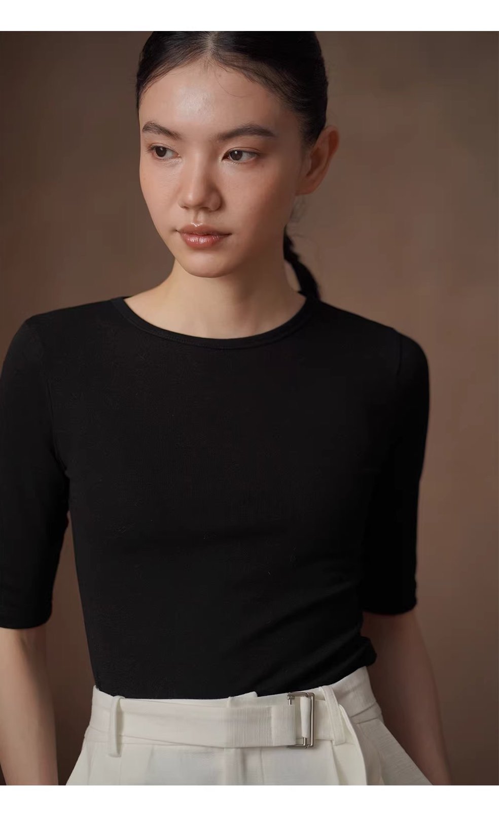 簡約實用主義雙面織布棉混紡彈性合身顯瘦中袖圓領T恤,簡約實用主義雙面織布棉混紡彈性合身顯瘦中袖圓領T恤,HBFS1024,簡約實用主義雙面織布棉混紡彈性合身顯瘦中袖圓領T恤,布料舒服,修身版型